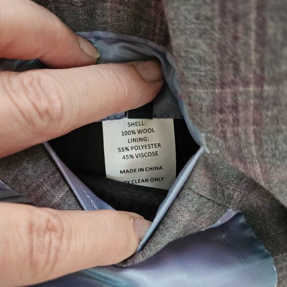 NWT Daniel Hechter Lightweight Gray/Purple Plaid Wool Sport Coat - Men's 44R - Picture 6 of 16